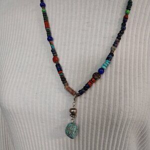 3365 Stone Bead Necklace plus two Cuff Bracelets, Estate Finds.